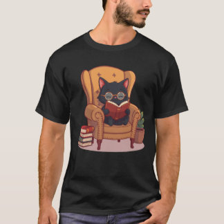 Camiseta de gato leyendo adorable