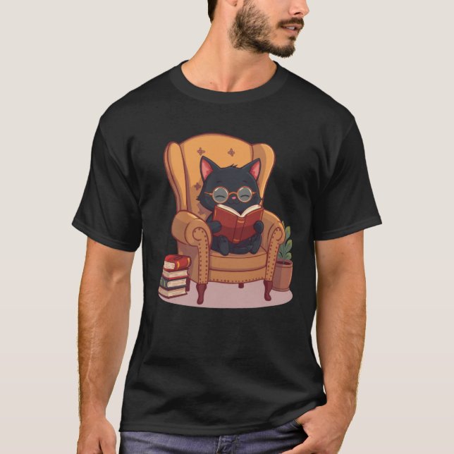 Camiseta de gato leyendo adorable (Anverso)
