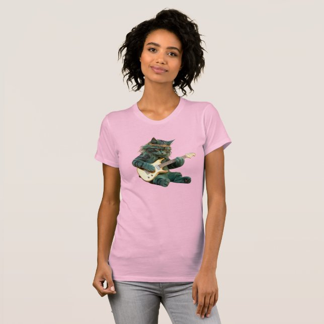 Camiseta de gato lindo estrella de rock (Anverso completo)