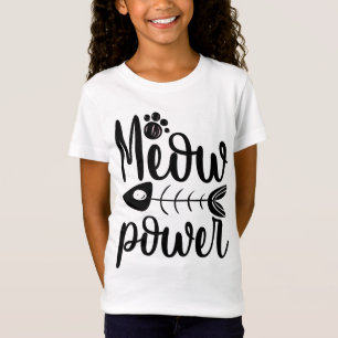 Camiseta de gato lindo Meow Power Fish Paw Kitty A
