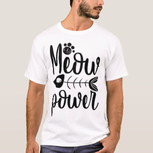 Camiseta de gato lindo Meow Power Fish Paw Kitty P