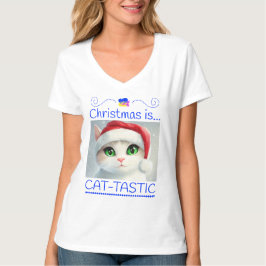 Camiseta de gato lindo Navidad es gatásticamente