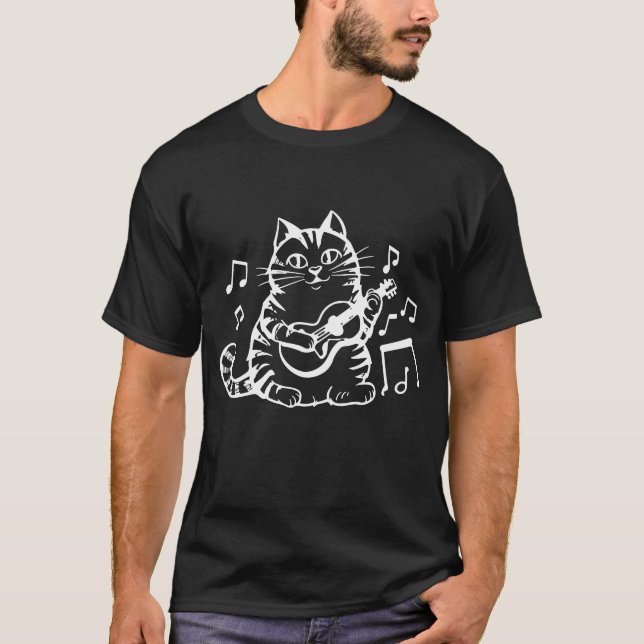 Camiseta de gato lindo tocando piano de clave de m (Anverso)