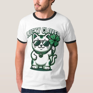 Camiseta de gato Lucky Clover | Día divertido de S