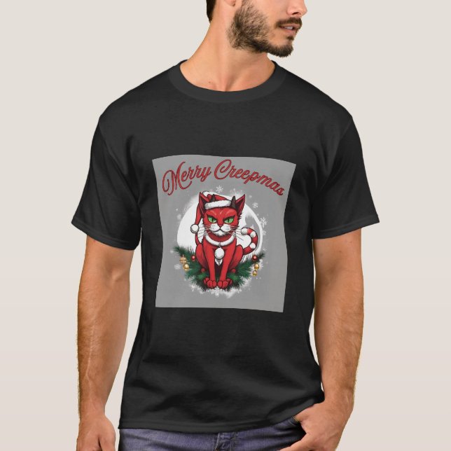 Camiseta de Gato Merry Creepmas (Anverso)