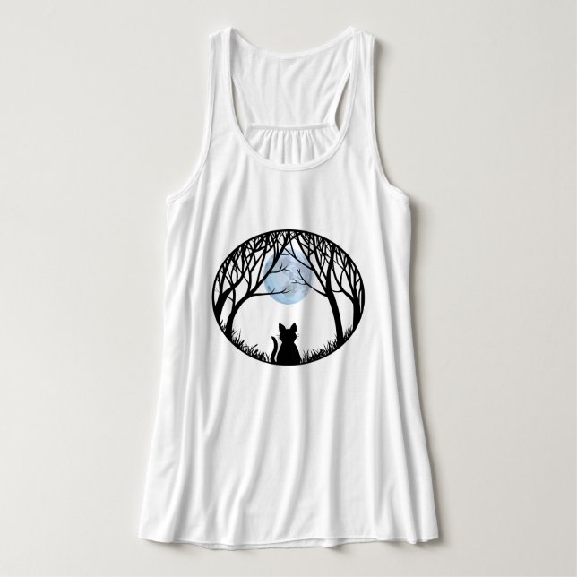 Camiseta de gato negra de las mujeres, camiseta de (Diseño del anverso)