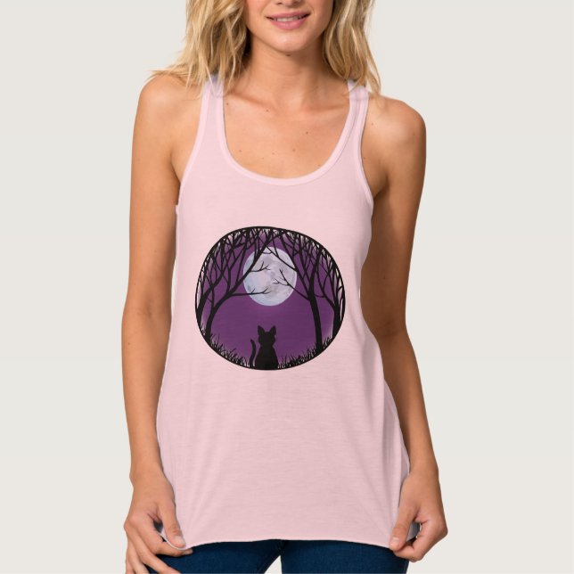 Camiseta de gato negra de las mujeres, camiseta de (Anverso)