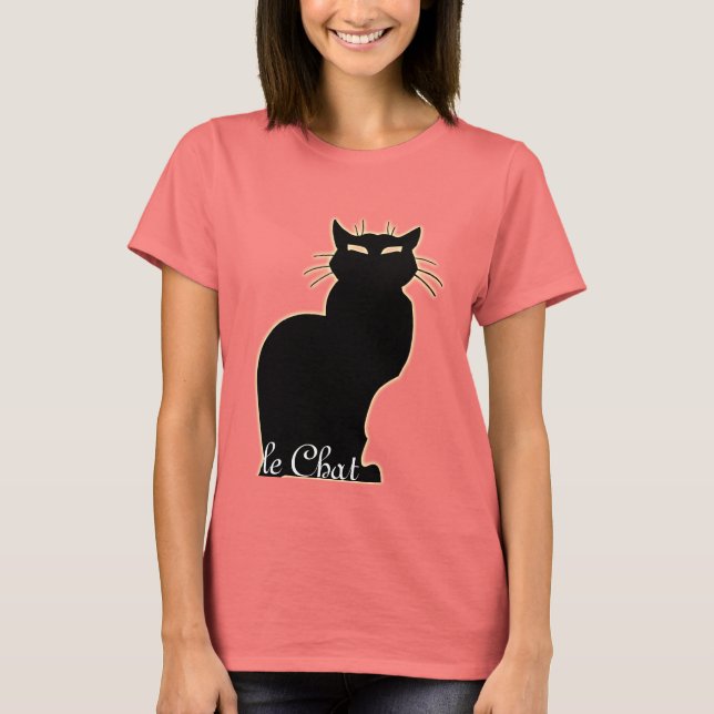 Camiseta de gato negra de las mujeres le Chat (Anverso)