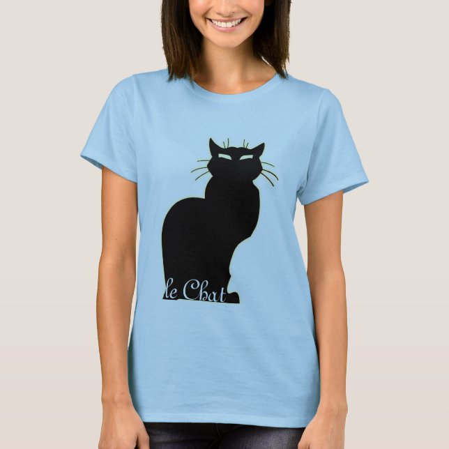 Camiseta de gato negra de las mujeres le Chat (Anverso)