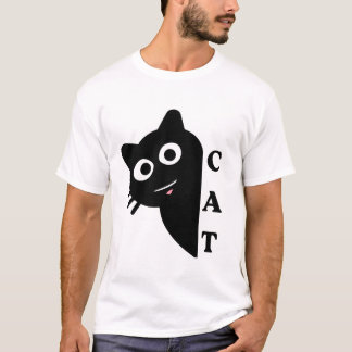 Camiseta de gato negro curioso