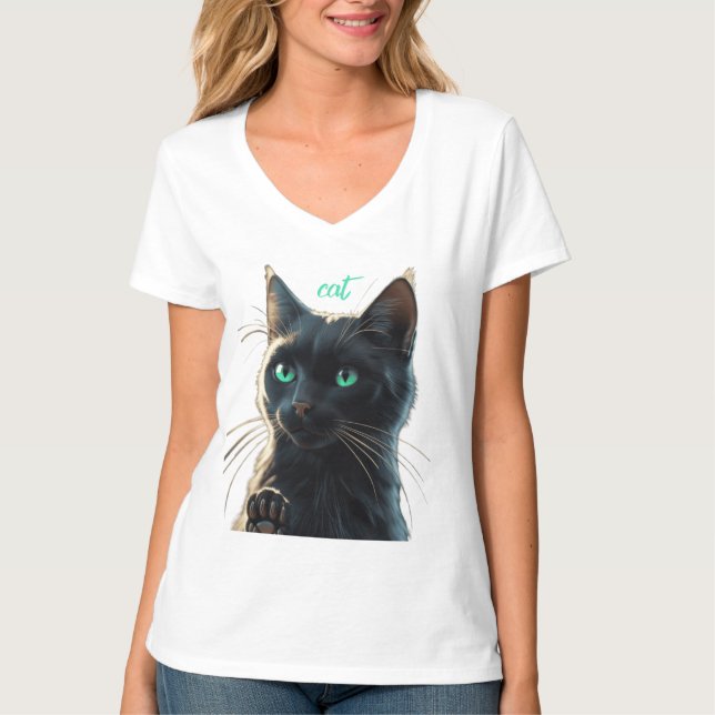 Camiseta de gato negro de Emerald Gaze (Anverso)