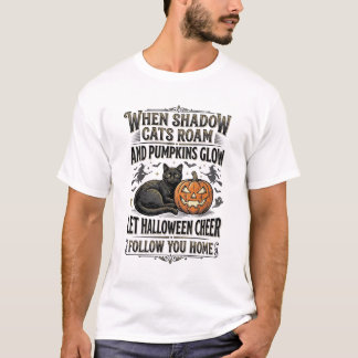 Camiseta de gato negro de Halloween con grabado de