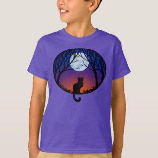 Camiseta de gato negro de niño espeluznante té gor