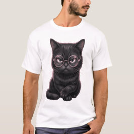 Camiseta de gato negro genial con gafas mascota li