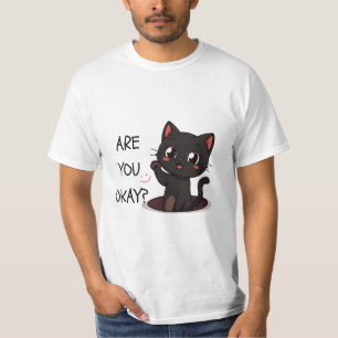 Camiseta de gato negro Kawaii