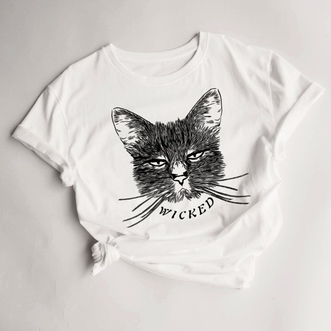 Camiseta de gato negro malvado para mujeres de Hal (Subido por el creador)