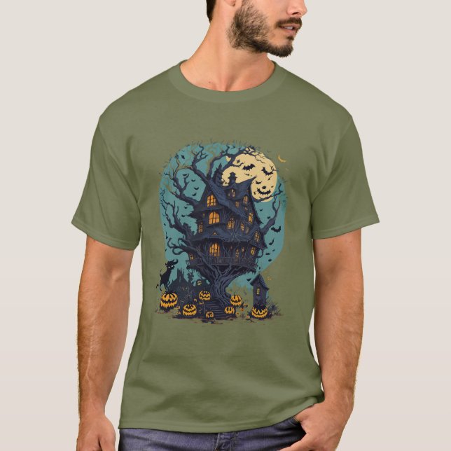Camiseta de gato negro para hombres de Halloween T (Anverso)