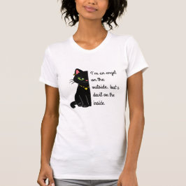 camiseta de gato negro para mujeres blancas