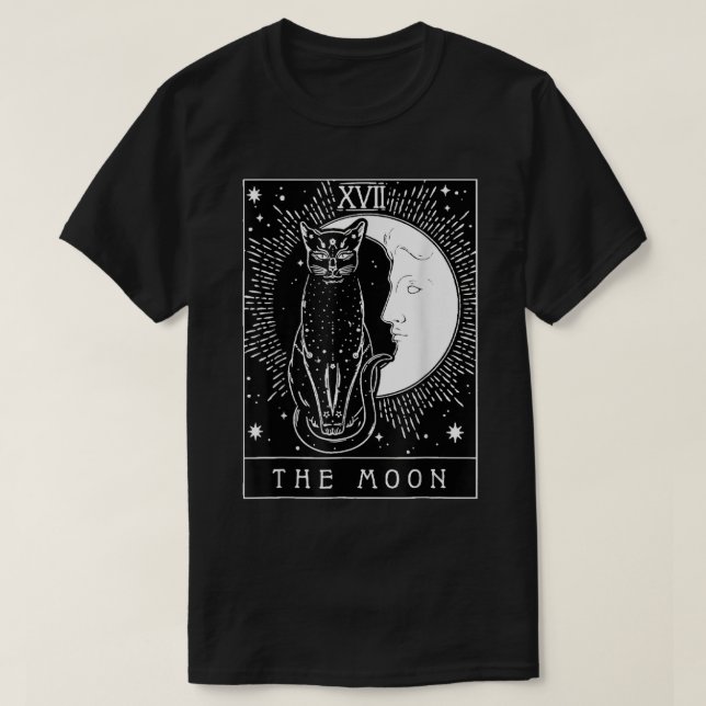 Camiseta de gato negro y tarjeta de tarot lunar (Diseño del anverso)