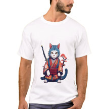 Camiseta de Gato Ninja Guerrero Samurái Japonés