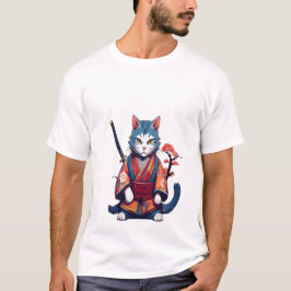Camiseta de Gato Ninja Guerrero Samurái Japonés