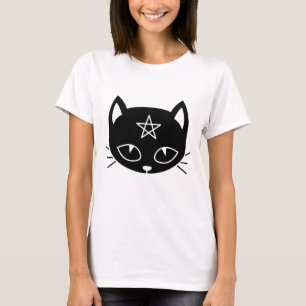 Camiseta de gato pagano de Kawaii negro