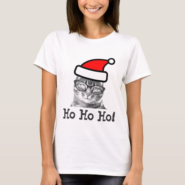 Camiseta de gato para navidades | Ho Ho Ho Ho Ho. (Anverso)