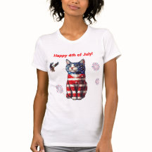 Camiseta de gato patriótico, bandera estadounidens