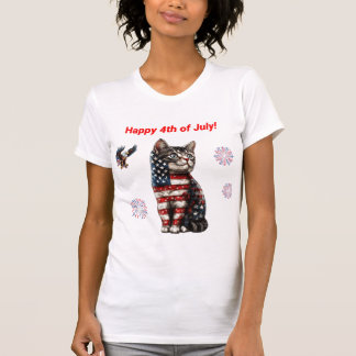 Camiseta de gato patriótico, té de gatito con band