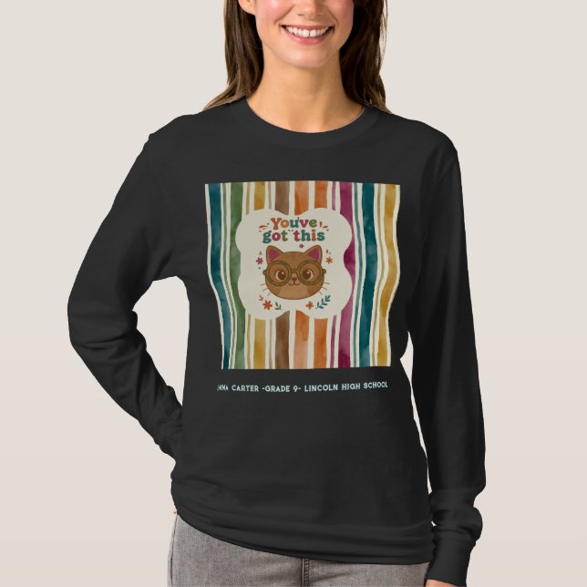 Camiseta de gato personalizada de escuela secundar (Anverso)