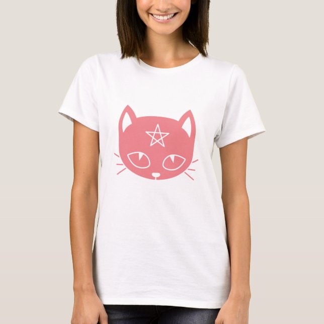 Camiseta de gato rosa Kawaii Pagan (Anverso)