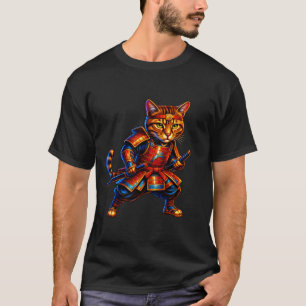 Camiseta de gato samurái de fuego – Felino guerrer