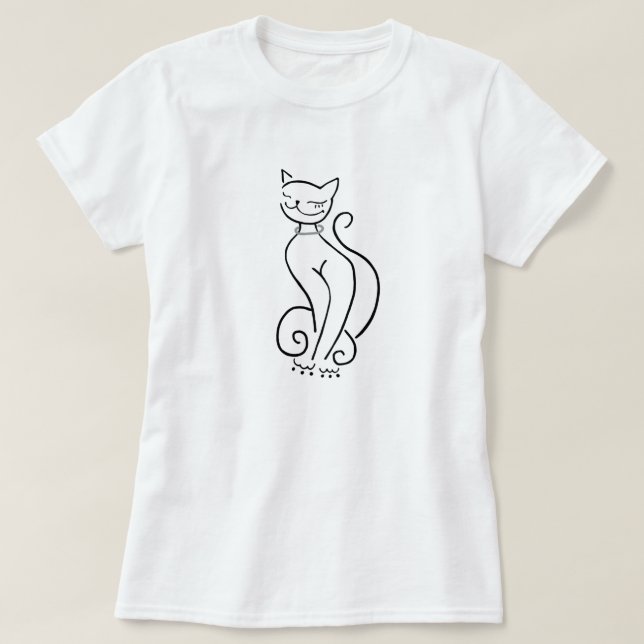 Camiseta de Gato Sofisticado (Diseño del anverso)