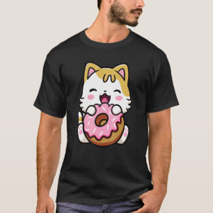 Camiseta de gato sonriente amante de donas Otaku g