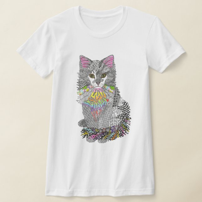 Camiseta de gato suave y colorida (Distribución)