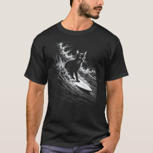 Camiseta de gato surfista con diseño trasero - Coo