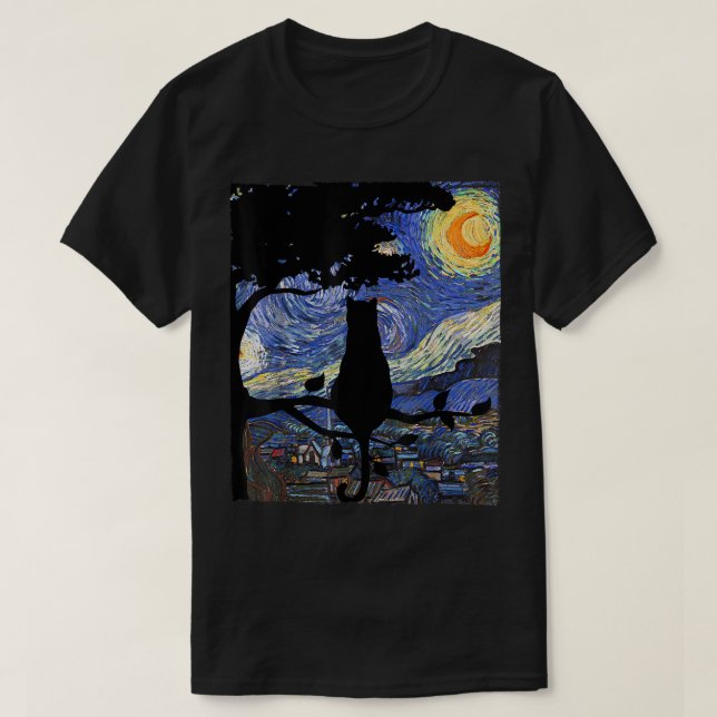 Camiseta De Gato, Tee De Gato De Noche Estelar, Gi (Diseño del anverso)