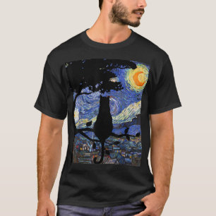 Camiseta De Gato, Tee De Gato De Noche Estelar, Gi