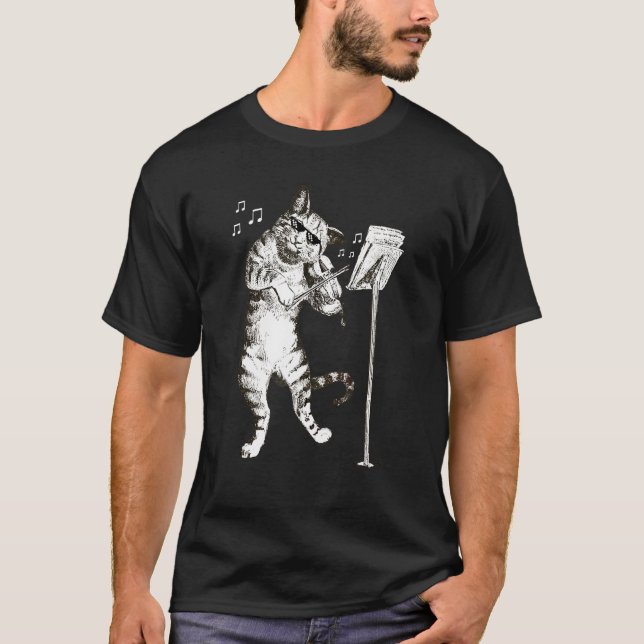 Camiseta de gato tocando violín Regalo de violinis (Anverso)