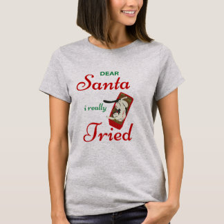 Camiseta de gato travieso Dear Santa para mujeres