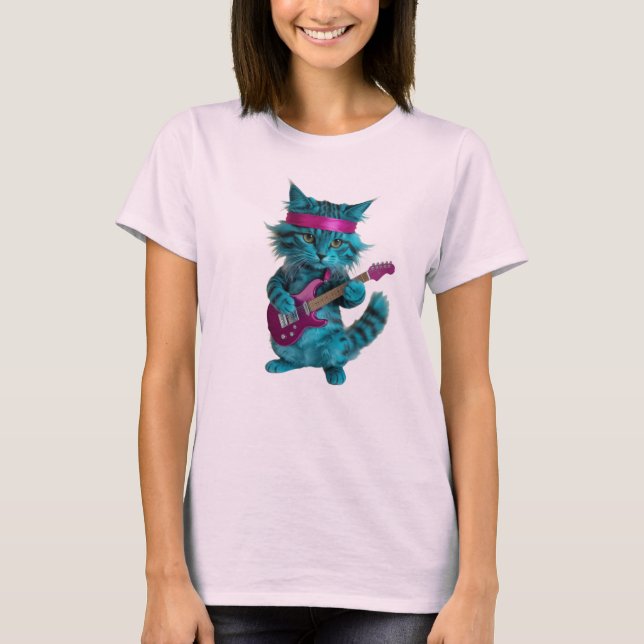 Camiseta de gato turquesa lindo (Anverso)