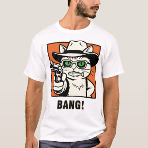 Camiseta de gato vaquero con pistola