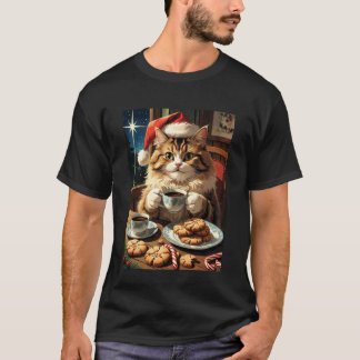 Camiseta de gato y galletas de Navidad, divertido