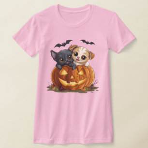 Camiseta de gato y perro de Halloween