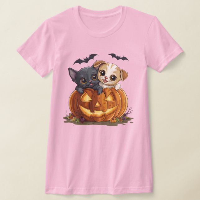 Camiseta de gato y perro de Halloween (Distribución)