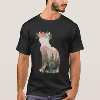 Camiseta de Gatos Boho Plantas Mujeres Chica Hombr