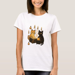 Camiseta de Gatos de Libro de Hechizos y Caldero