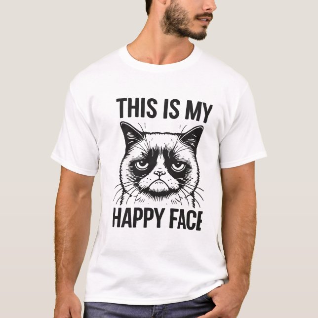 Camiseta de gatos, esta es mi cara feliz (Anverso)