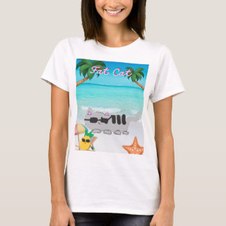 camiseta de gatos gordos de verano para mujeres