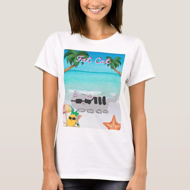 camiseta de gatos gordos de verano para mujeres (Anverso)